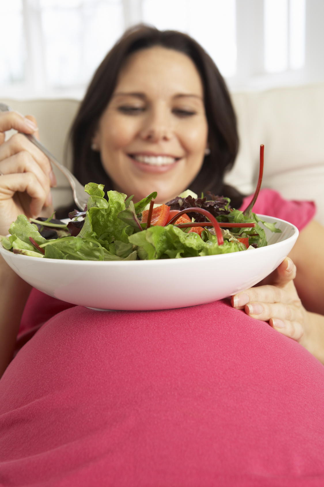 Health Diet is Important During Pregnancy | pregnant woman eating salad photo