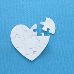 Blue broken heart puzzle for a story on using donor sperm for pregnancy | Reproductive Science Center of the San Francisco Bay Area | CA