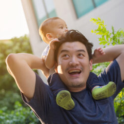 Happy father and son outside | Male Infertility | Reproductive Science Center of the San Francisco Bay Area